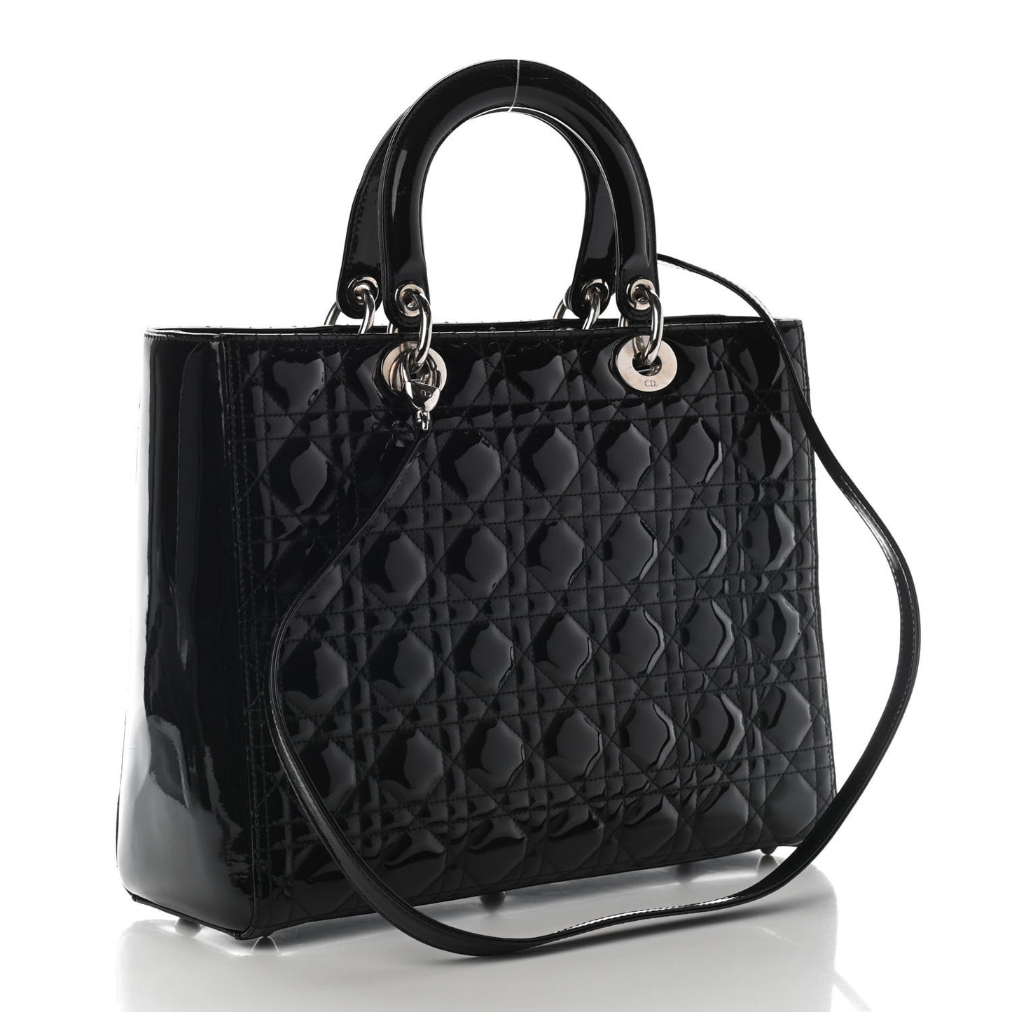 Patent Cannage Large Lady Dior Black