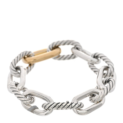 David Yurman Sterling Silver 18K Yellow Gold 13.5mm Large Madison Cable Link Bracelet 2 of 3