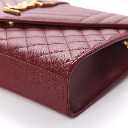 Saint Laurent Grain De Poudre Textured Mixed Matelasse Triquilt Medium Monogram Satchel Oxblood 7 of 10