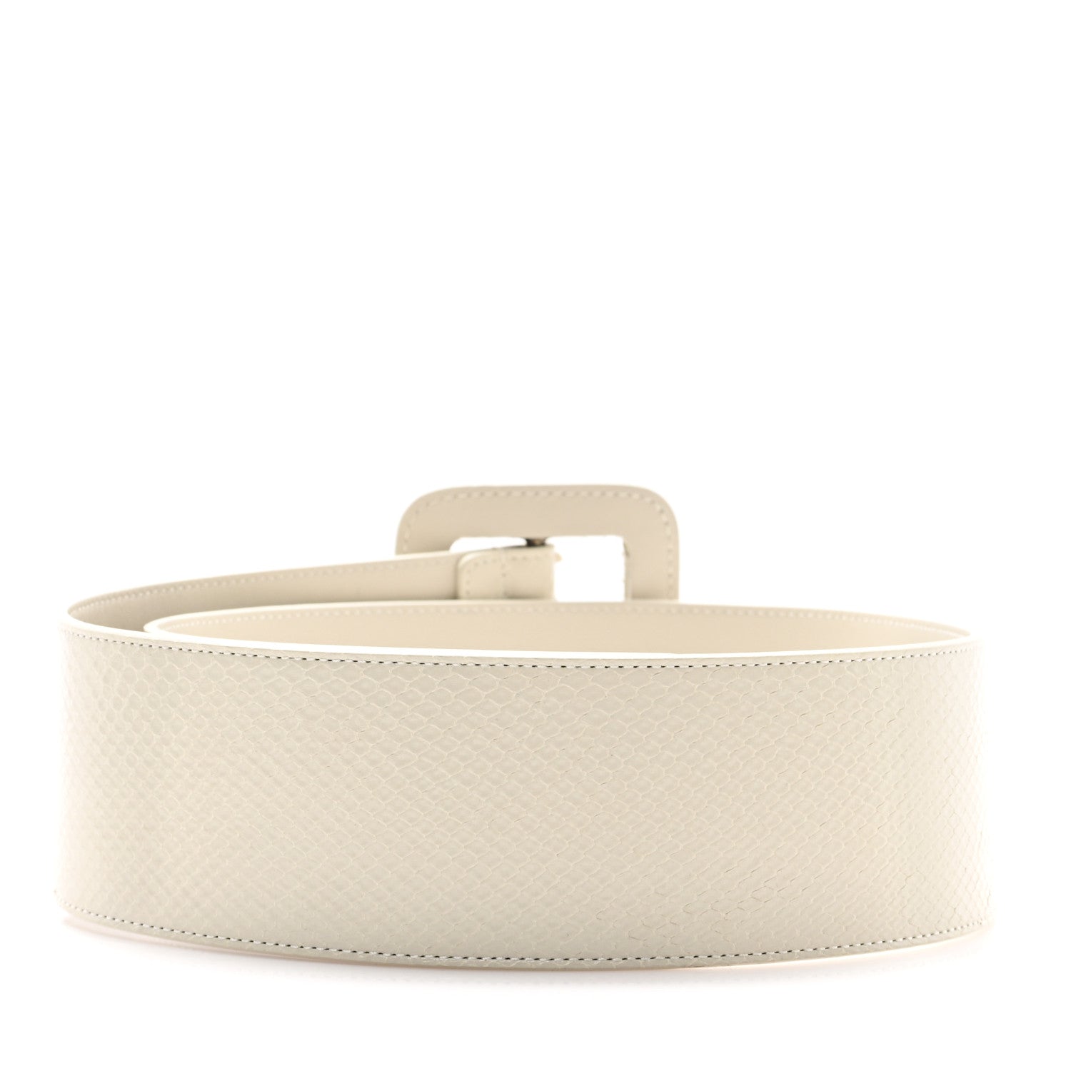 Saint Laurent Snakeskin Corset Buckle Belt White 1744471