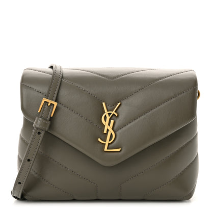 Saint Laurent Calfskin Y Quilted Monogram Toy Loulou Crossbody Bag Grey Kaki 1 of 11