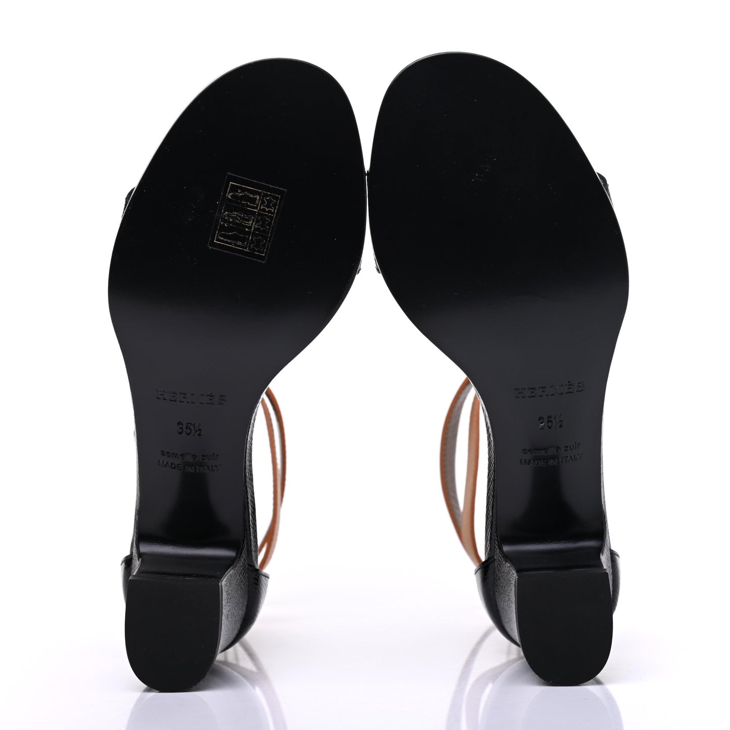 Calfskin Patent Epsom Manege Sandals 35.5 Black