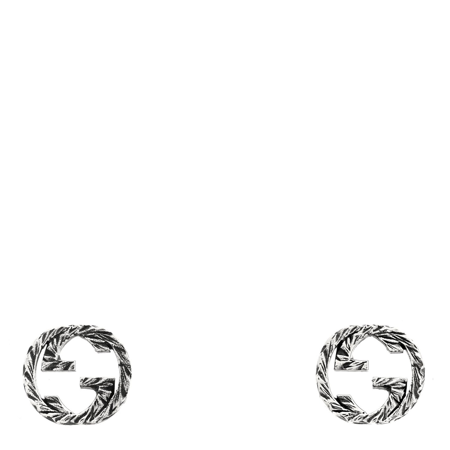 Sterling Silver Textured Interlocking G Stud Earrings