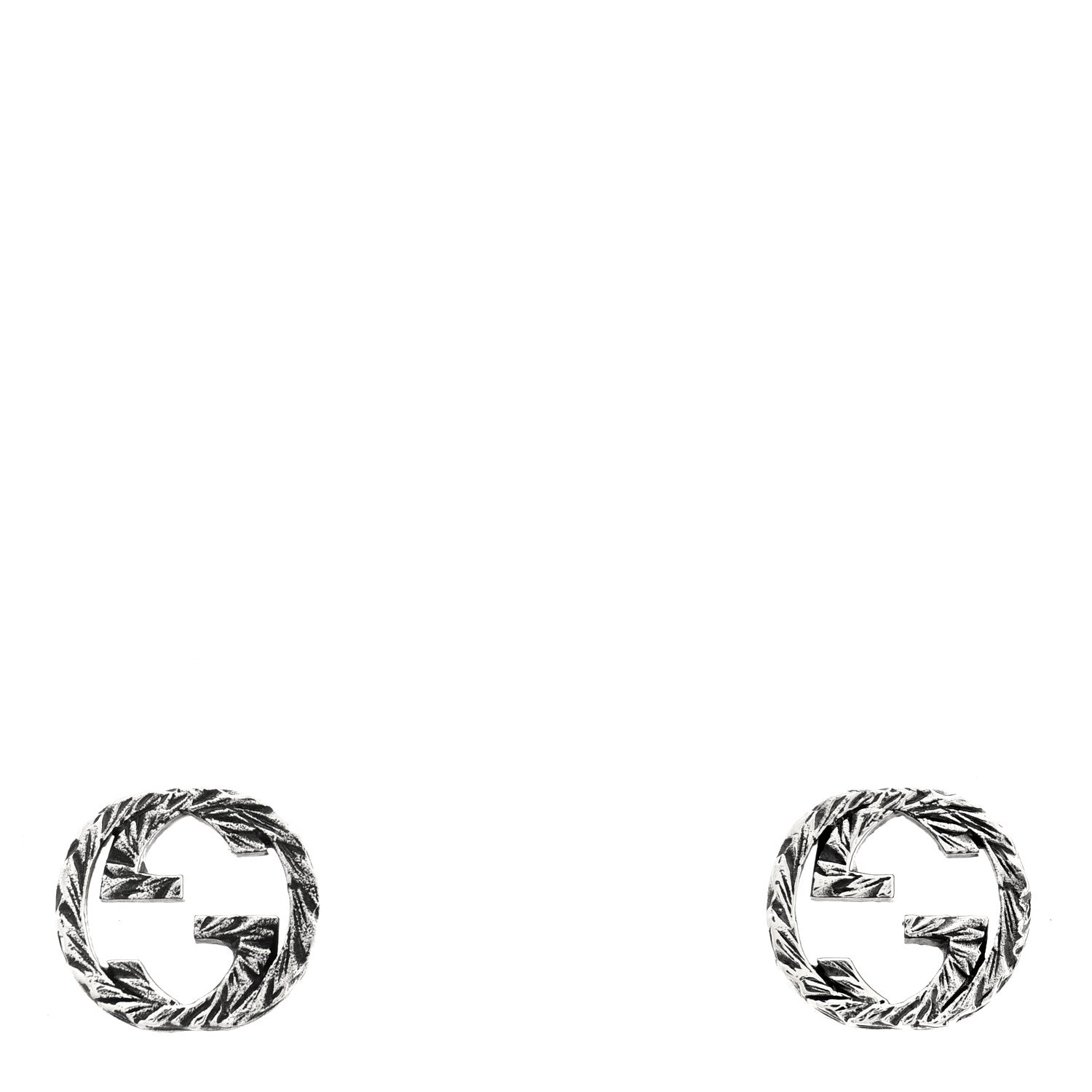 Gucci Sterling Silver Textured Interlocking G Stud Earrings 1 of 4