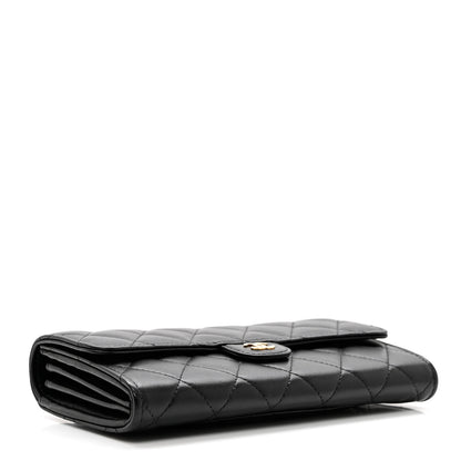 Chanel Lambskin Quilted Large Gusset Flap Wallet Black 3 of 8