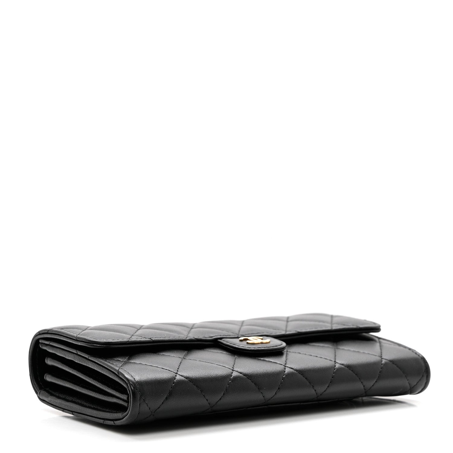 Chanel Lambskin Quilted Large Gusset Flap Wallet Black 3 of 8