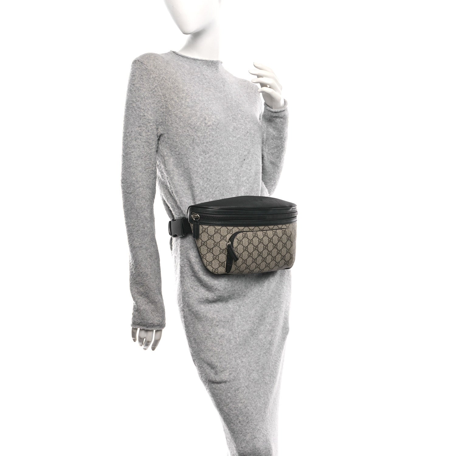 Gucci GG Supreme Monogram Large Belt Bag Beige Ebony Black 2 of 10