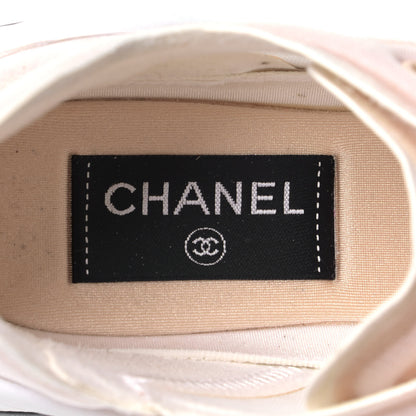 Chanel Lycra Fabric CC Sneakers 37.5 White Beige 10 of 10