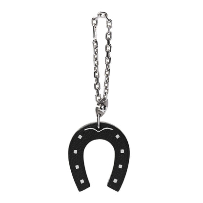 Hermes Epsom Lucky Horseshoe Key Ring Graphite Orange 1 of 3