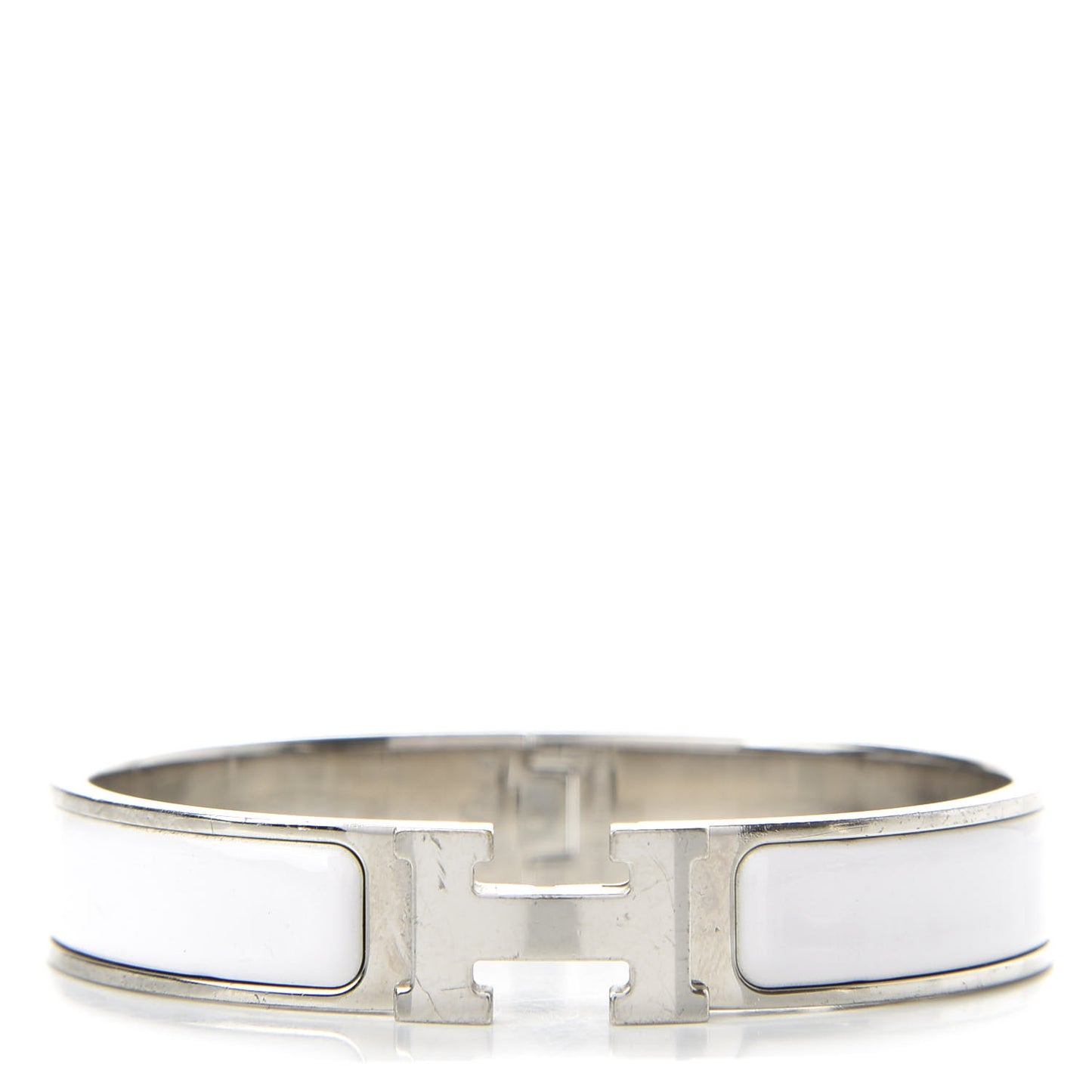 Enamel Narrow Clic Clac H Bracelet GM White