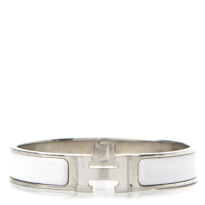 Hermes Enamel Narrow Clic Clac H Bracelet GM White 1 of 5