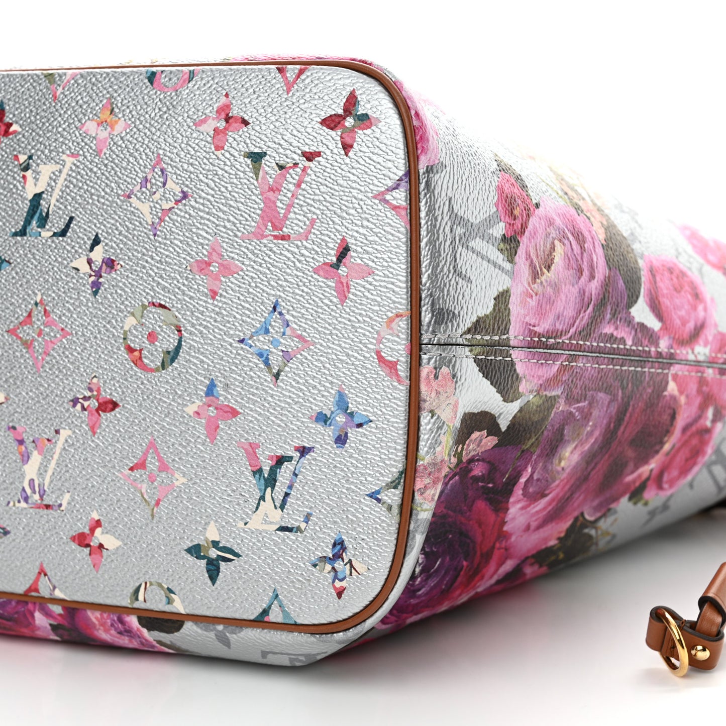 Metallic Monogram LV Garden Neverfull MM Silver