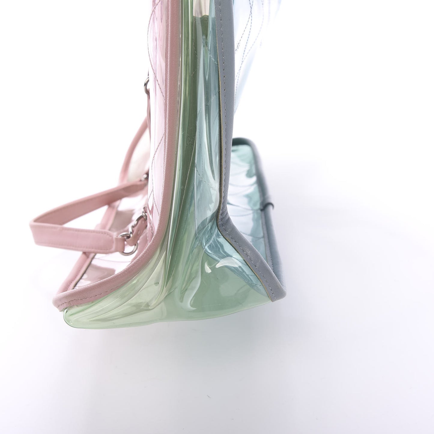 PVC Lambskin Stitched Medium Coco Splash Shopping Bag Green Pink