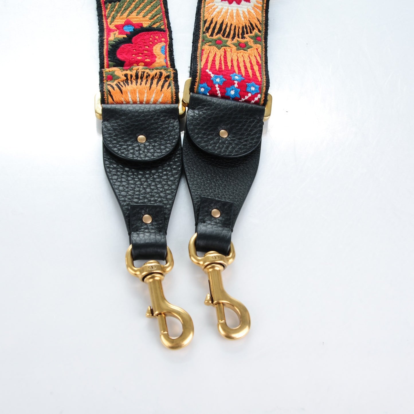 Canvas Enchanted Wonderland Embroidered Rockstud Guitar Strap Black