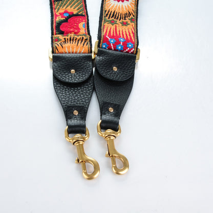 Valentino Garavani Canvas Enchanted Wonderland Embroidered Rockstud Guitar Strap Black 3 of 4