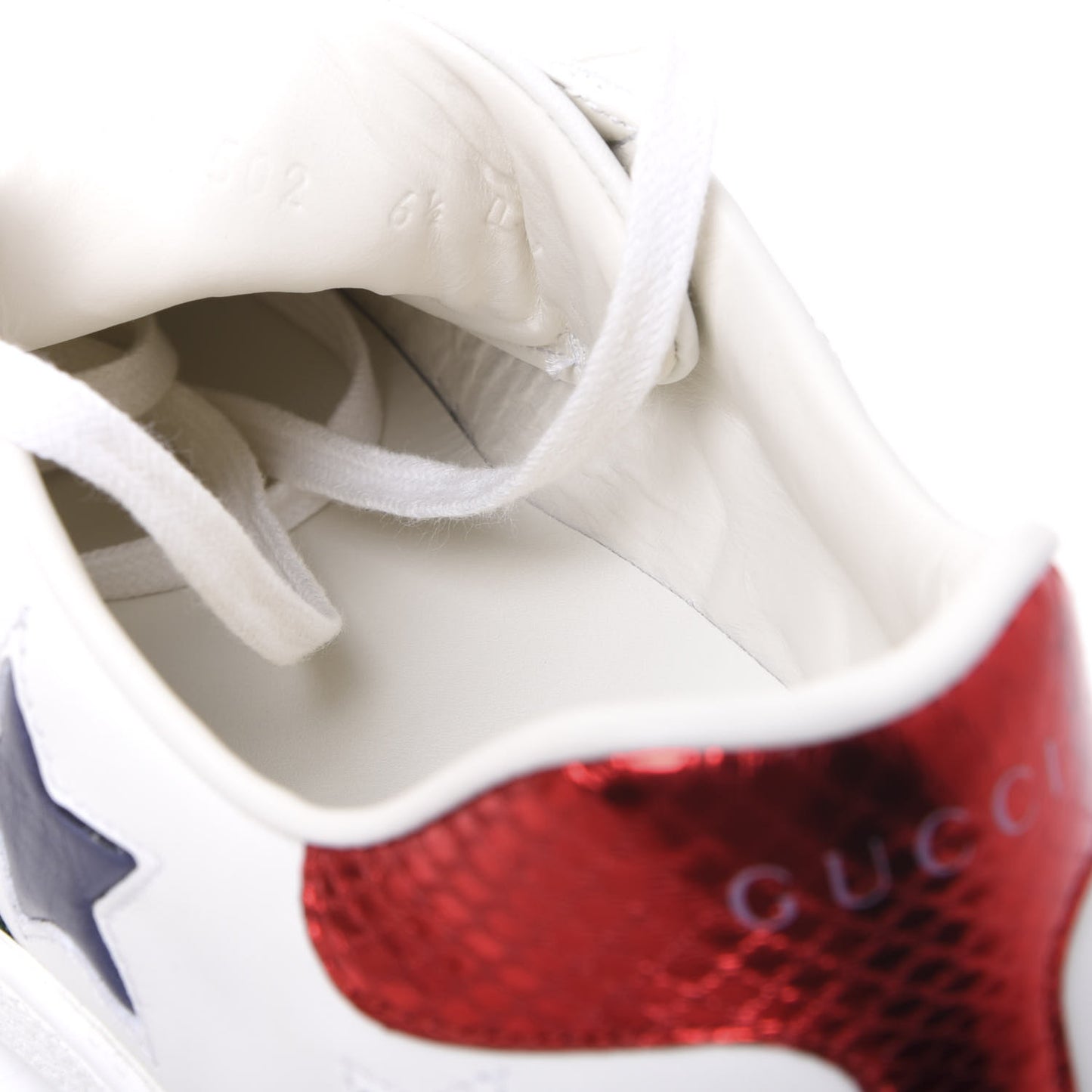 Calfskin Ayers Web Star Embroidered Mens Ace Sneakers 6.5 White Multi