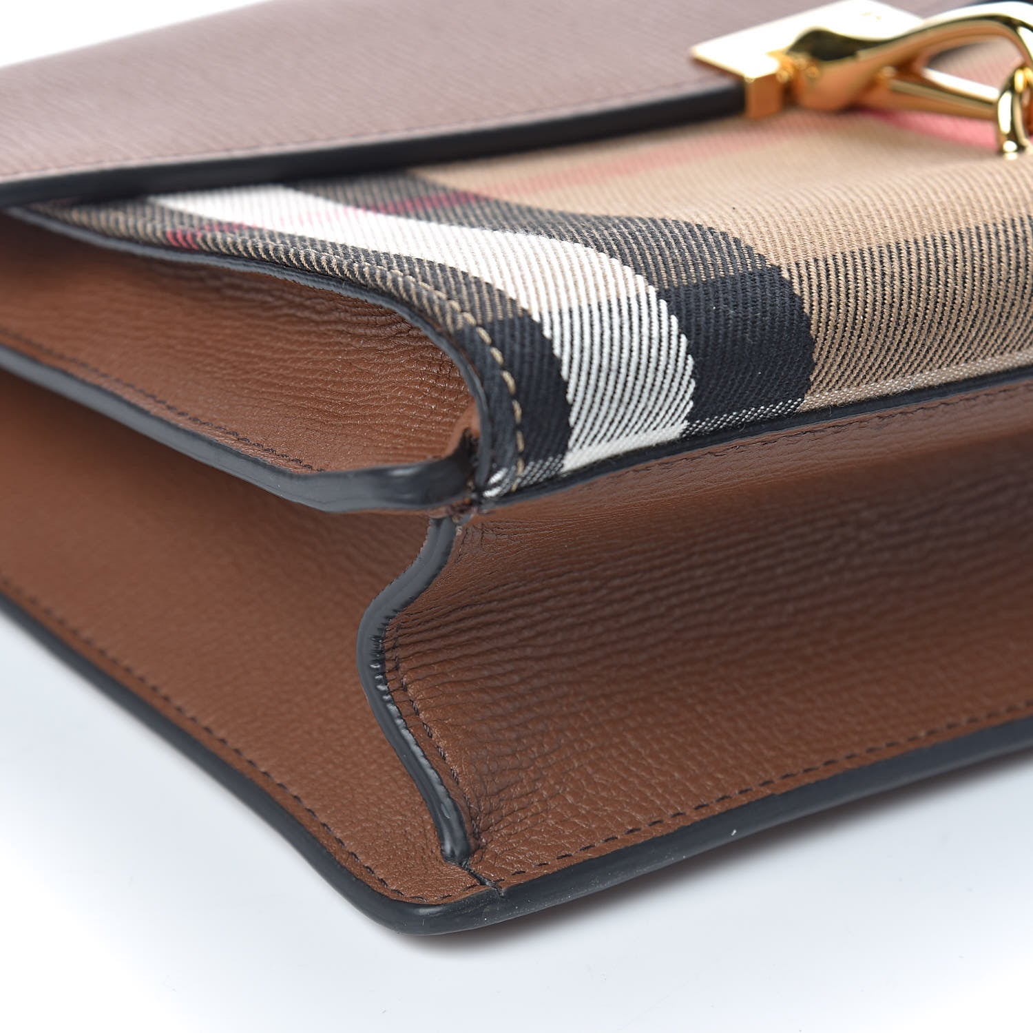 Burberry Derby Calfskin House Check Small Macken Crossbody Bag Tan 10 of 11