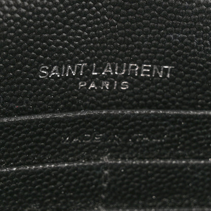 Saint Laurent Grain De Poudre Matelasse Chevron Monogram Envelope Chain Wallet Black 6 of 16