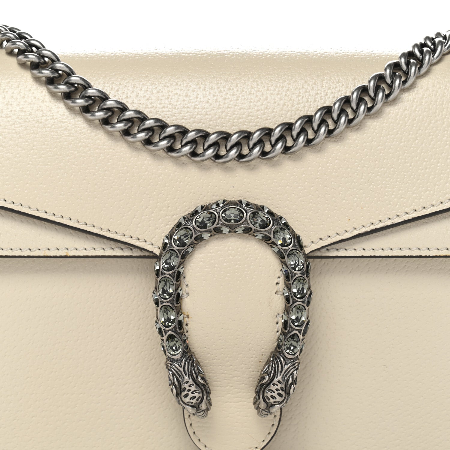 Gucci Textured Calfskin Crystal Small Dionysus Shoulder Bag Mystic White 7 of 12