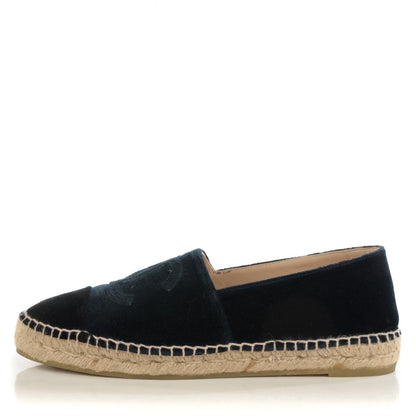 Chanel Velvet CC Espadrilles 39 Navy Black 1 of 17