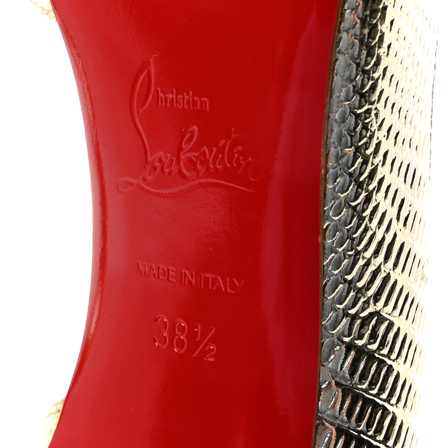 Christian Louboutin Metallic Calfskin Lizzy Iriza 100 Pumps 38.5 Gold 7 of 8