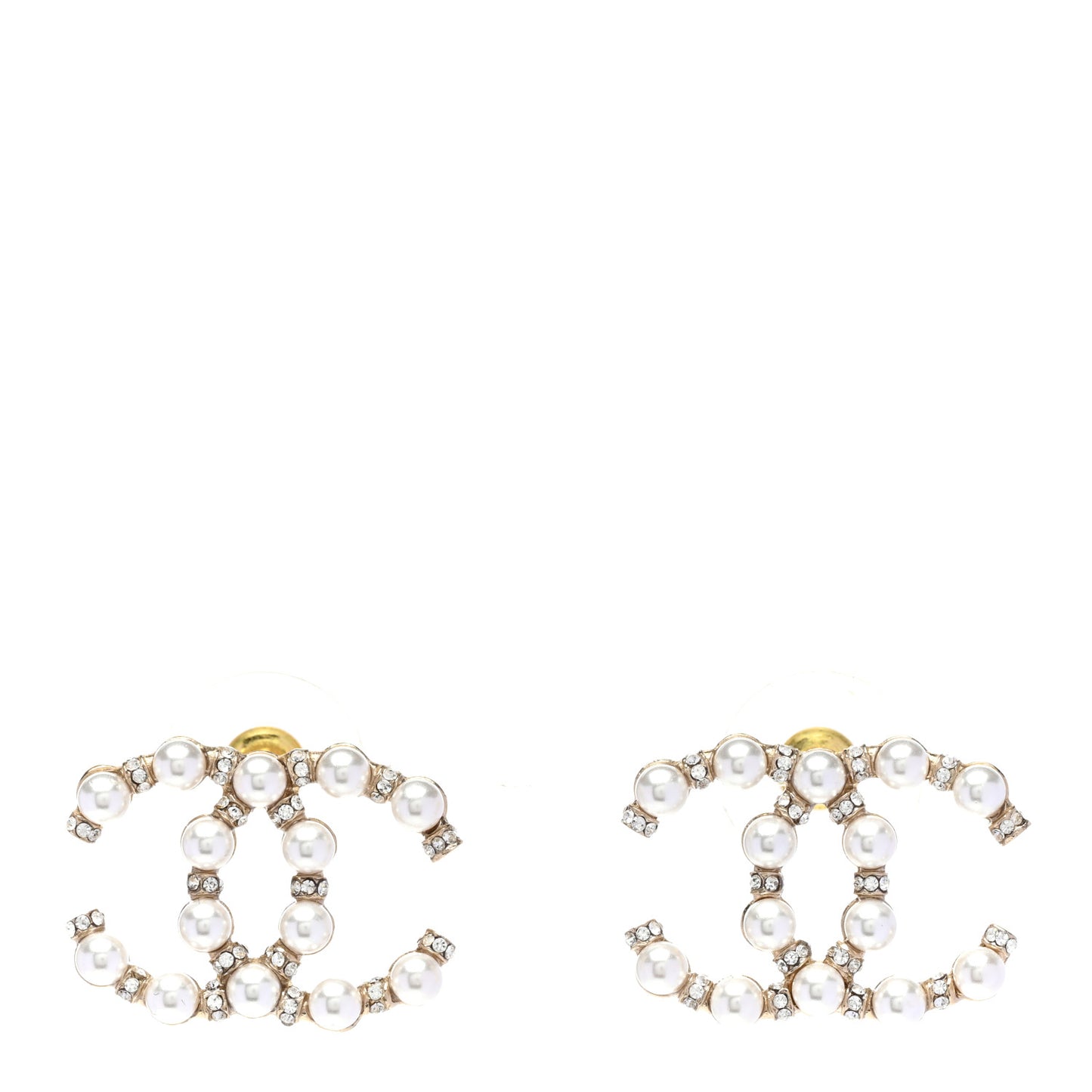 Pearl Crystal Nefertiti CC Earrings Gold