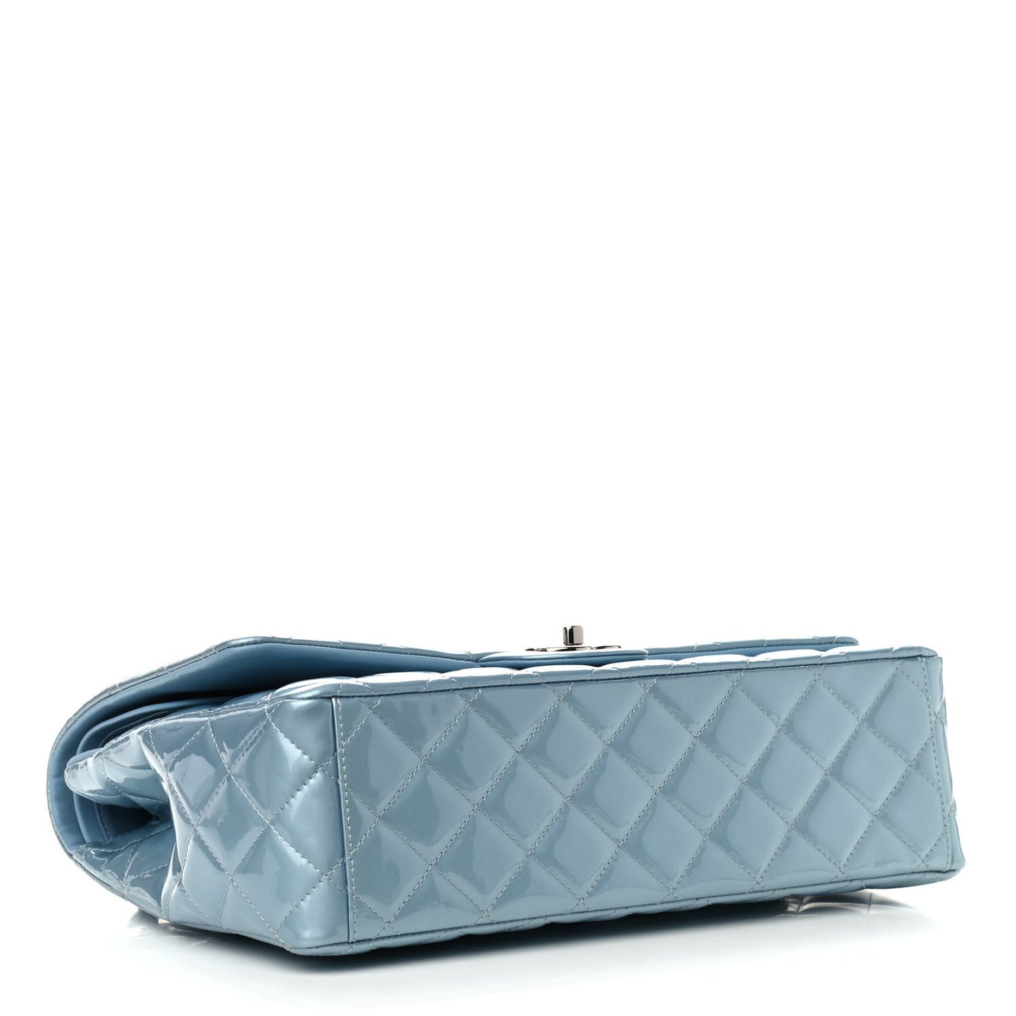 Patent Quilted Maxi Double Flap Light Blue
