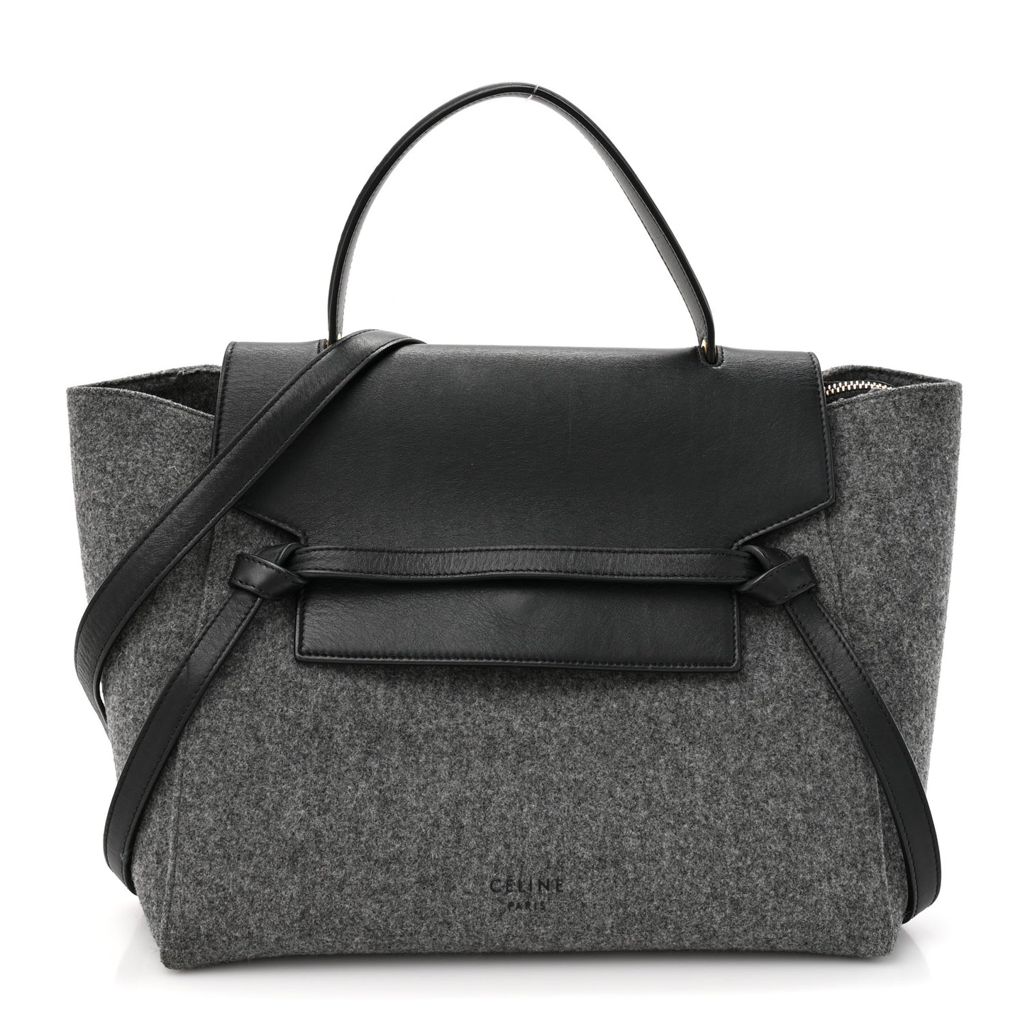 Felt Smooth Calfskin Mini Belt Bag Grey Black