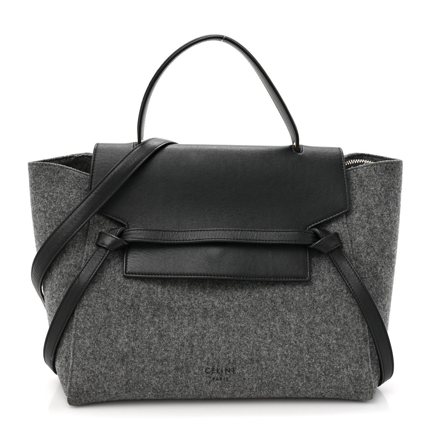 Celine Felt Smooth Calfskin Mini Belt Bag Grey Black 1 of 12