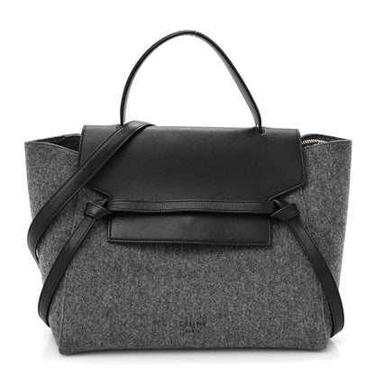 Celine Felt Smooth Calfskin Mini Belt Bag Grey Black 1 of 12