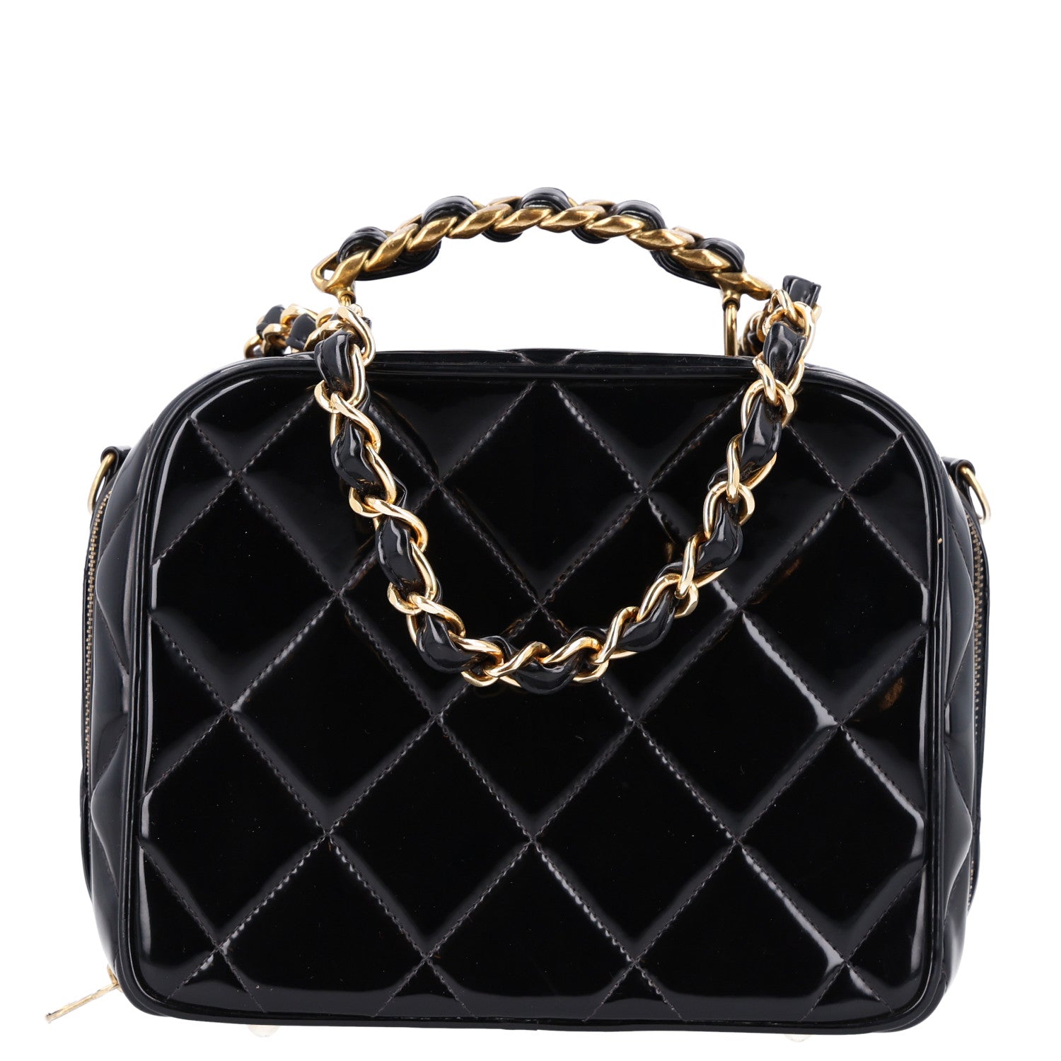 Chanel Patent Quilted Top Handle Vanity Case Black 1 of 11