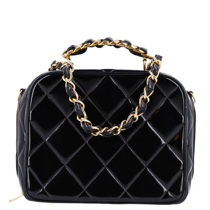 Chanel Patent Quilted Top Handle Vanity Case Black 1 of 11