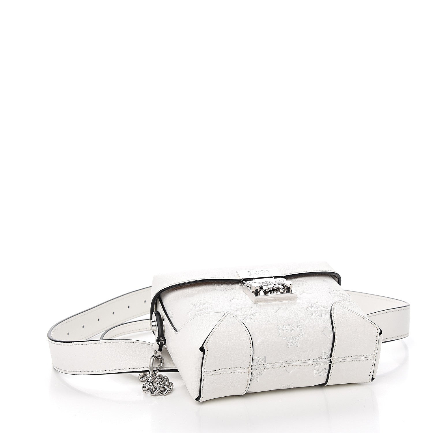 MCM Calfskin Ottomar Monogram Soft Berlin Belt Bag White 3 of 9