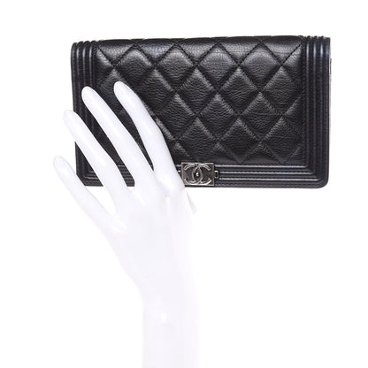 Chanel Calfskin Quilted Boy Yen Wallet Black 2 of 11