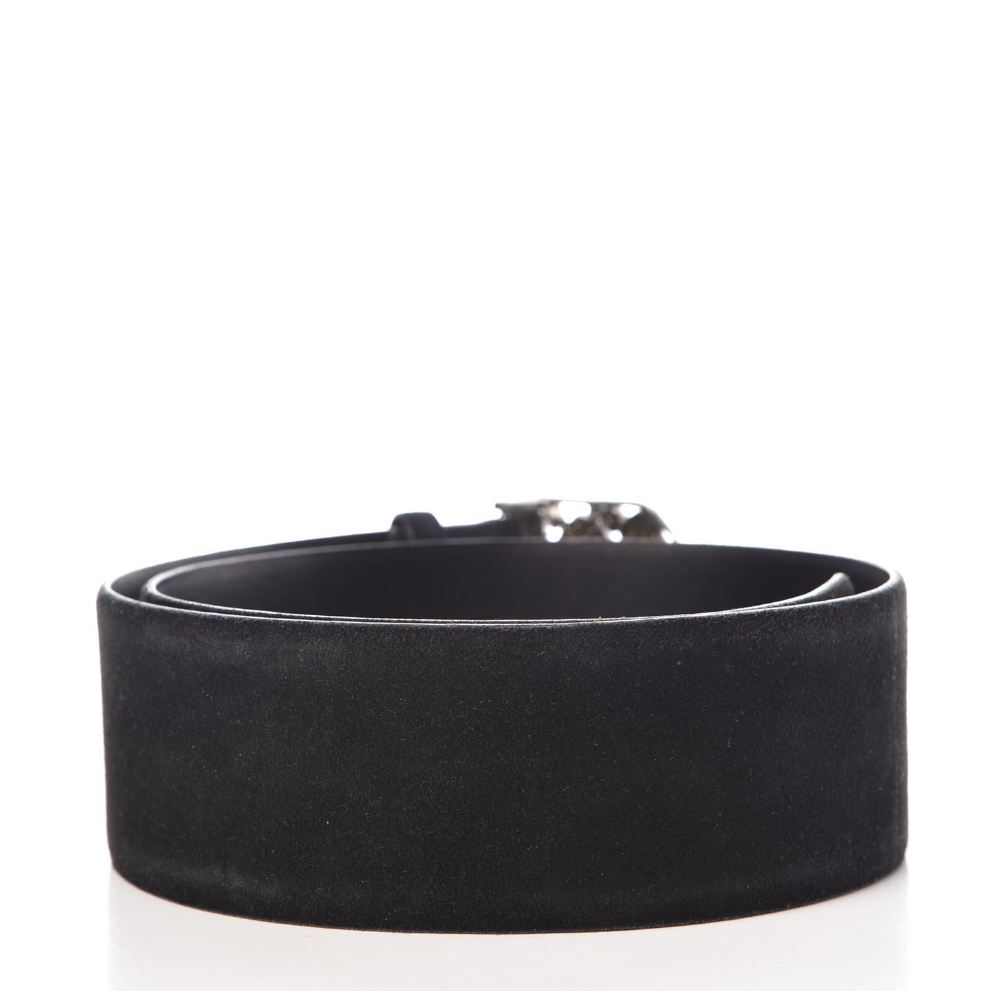 Suede Gripoix Poured Glass Buckle Belt 80 32 Black