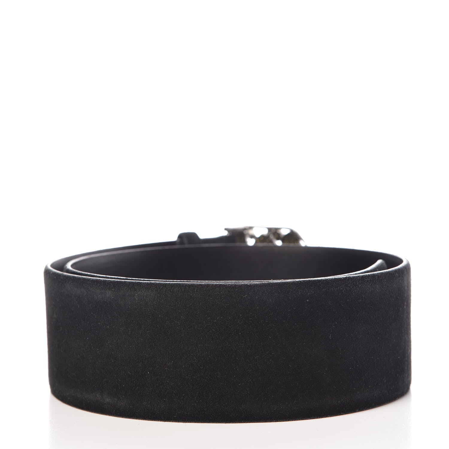 Chanel Suede Gripoix Poured Glass Buckle Belt 80 32 Black 3 of 9