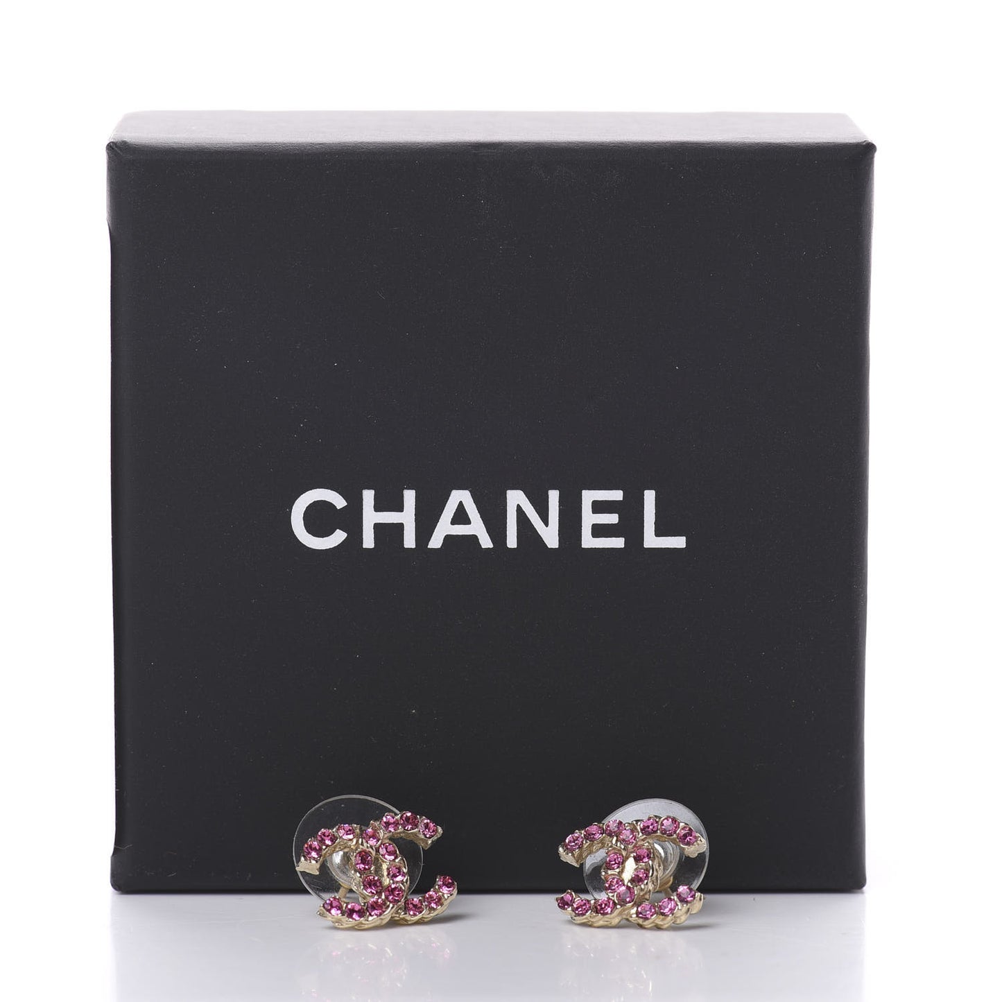 Crystal CC Earrings Gold Pink