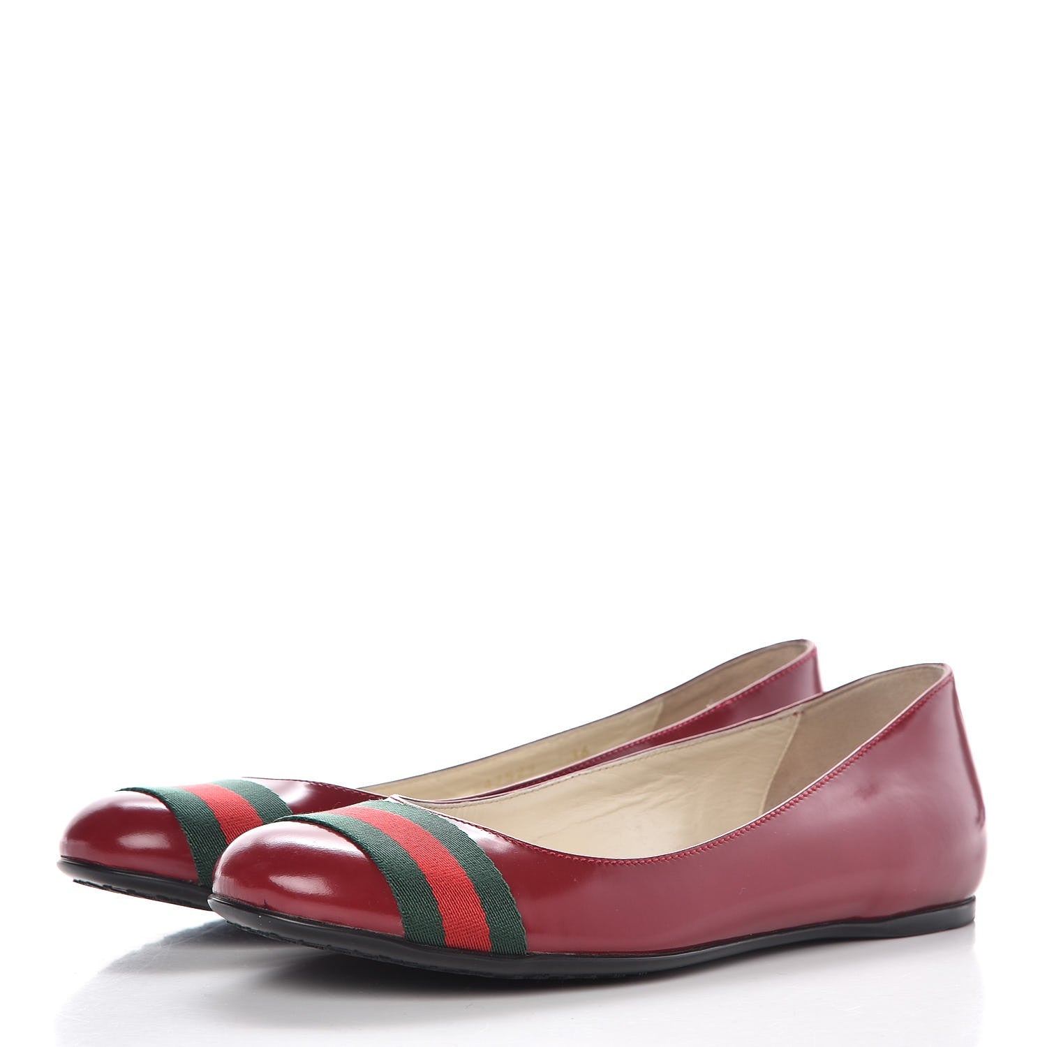 Gucci Calfskin Web Ballerina Flats 36 Red 3 of 20