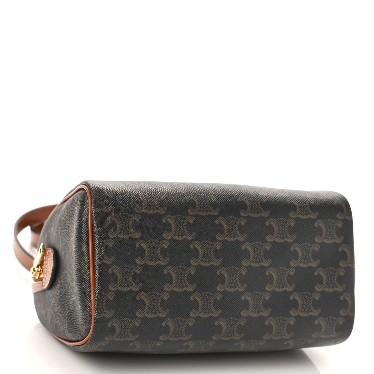 Celine Triomphe Canvas Calfskin Small Boston Bag Tan 4 of 7