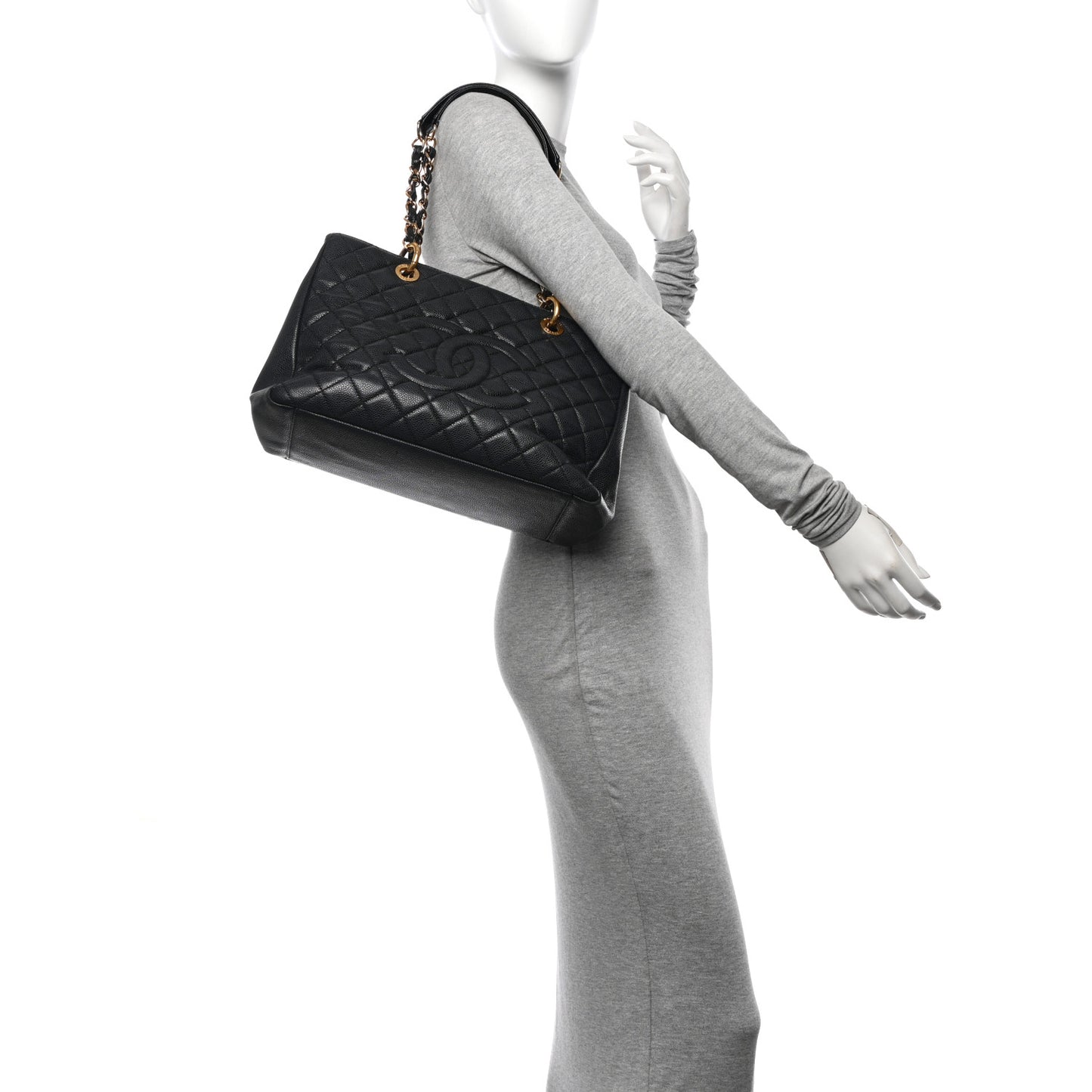 Caviar Quilted Grand Shopping Tote GST Black