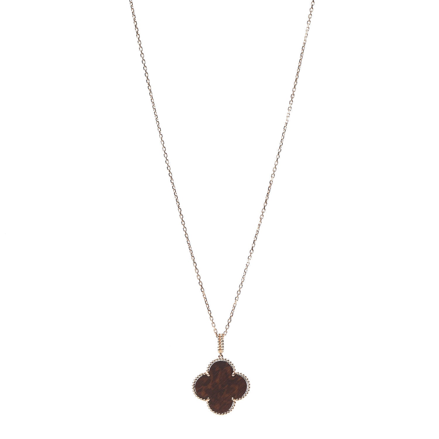 Van Cleef & Arpels 18K Rose Gold Letterwood Magic Alhambra Long Necklace 1 of 9