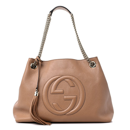 Gucci Pebbled Calfskin Medium Soho Chain Shoulder Bag Camelia 1 of 10