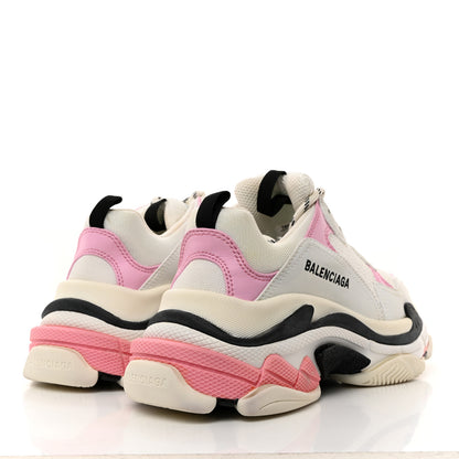 Balenciaga Fabric Mesh Washed Effect Womens Triple S Sneakers 39 Pink White Black 4 of 8