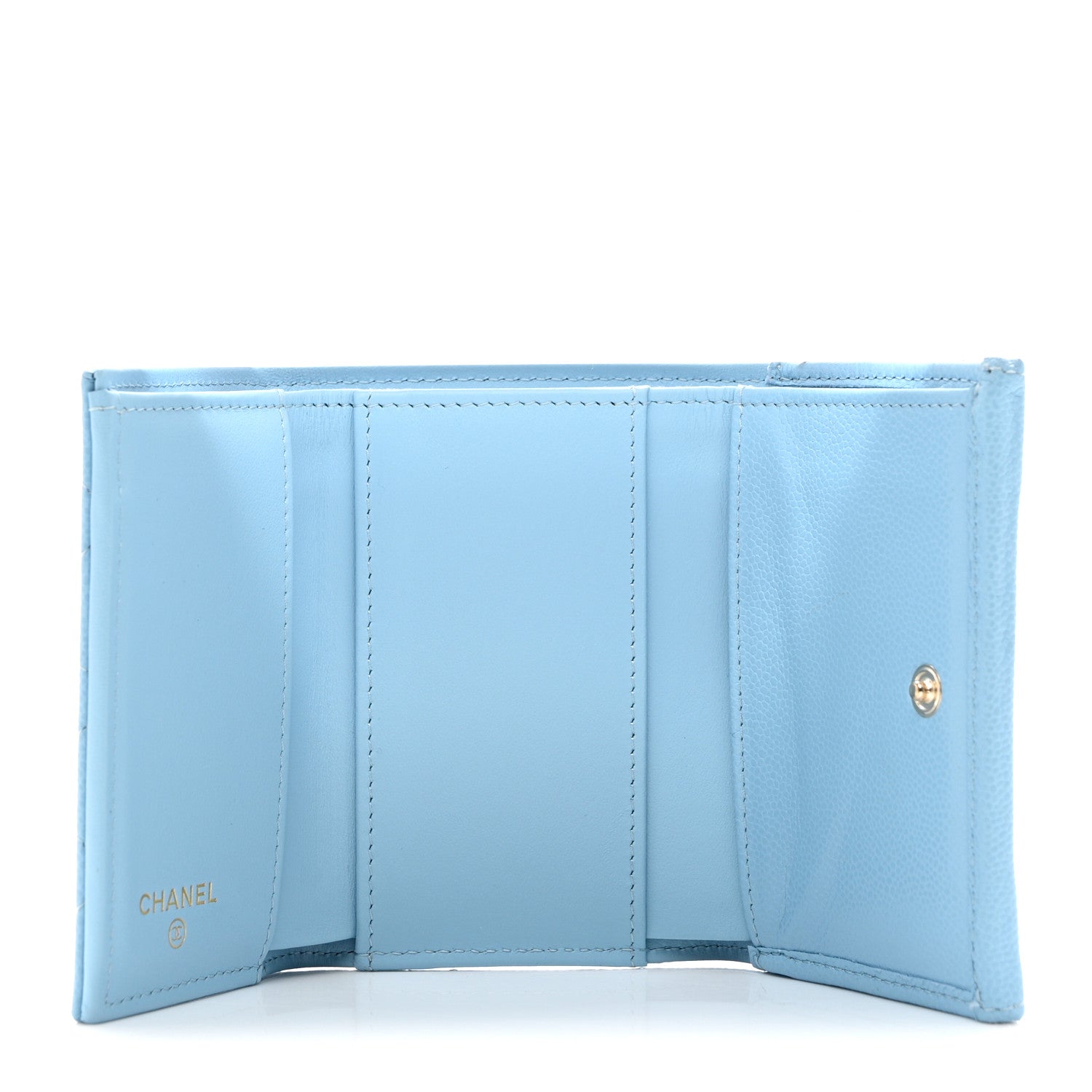 Chanel Caviar Quilted Double Flap Wallet Light Blue 4 of 9