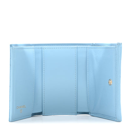 Chanel Caviar Quilted Double Flap Wallet Light Blue 4 of 9