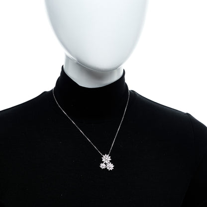 Van Cleef & Arpels 18K White Gold Diamond Lotus 3 Flowers Pendant Necklace 6 of 6