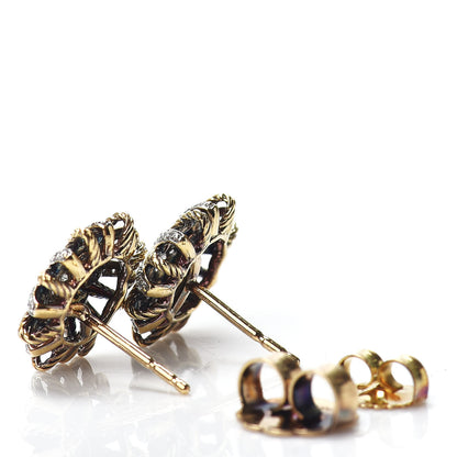 David Yurman 18K Yellow Gold Diamond 14mm Starburst Earrings 3 of 4
