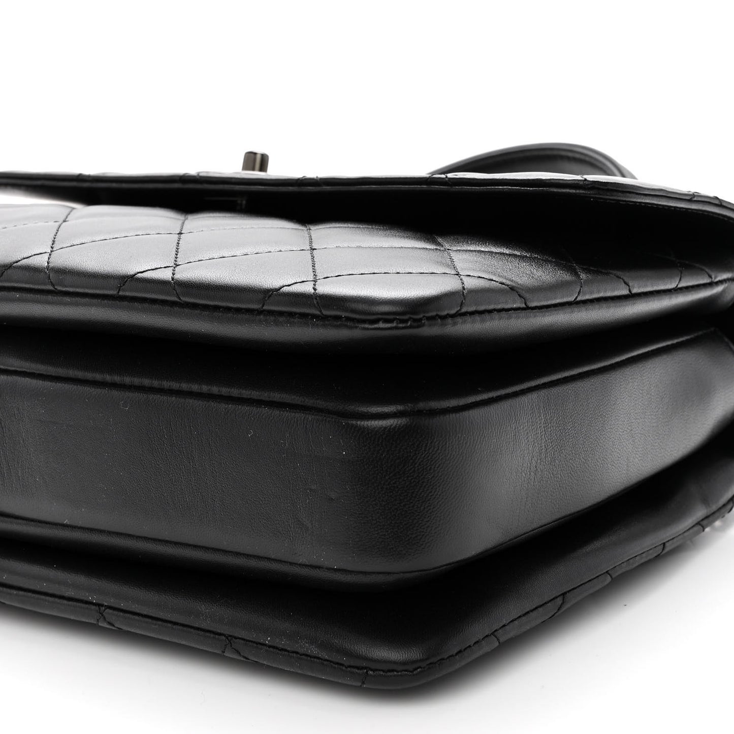 Lambskin Quilted Medium Trendy CC Flap Dual Handle Bag So Black
