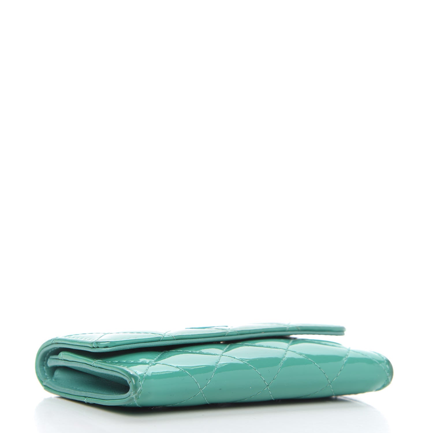 Chanel Patent Quilted Flap Card Holder Turquoise 4 of 11