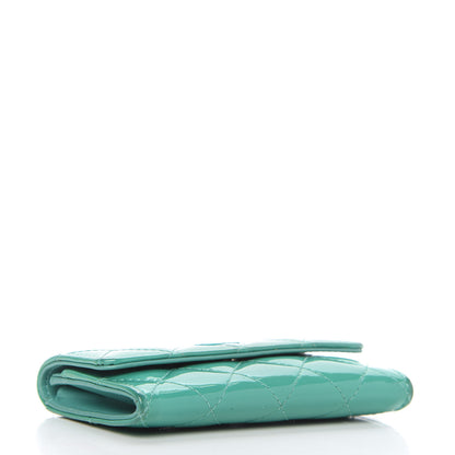 Chanel Patent Quilted Flap Card Holder Turquoise 4 of 11